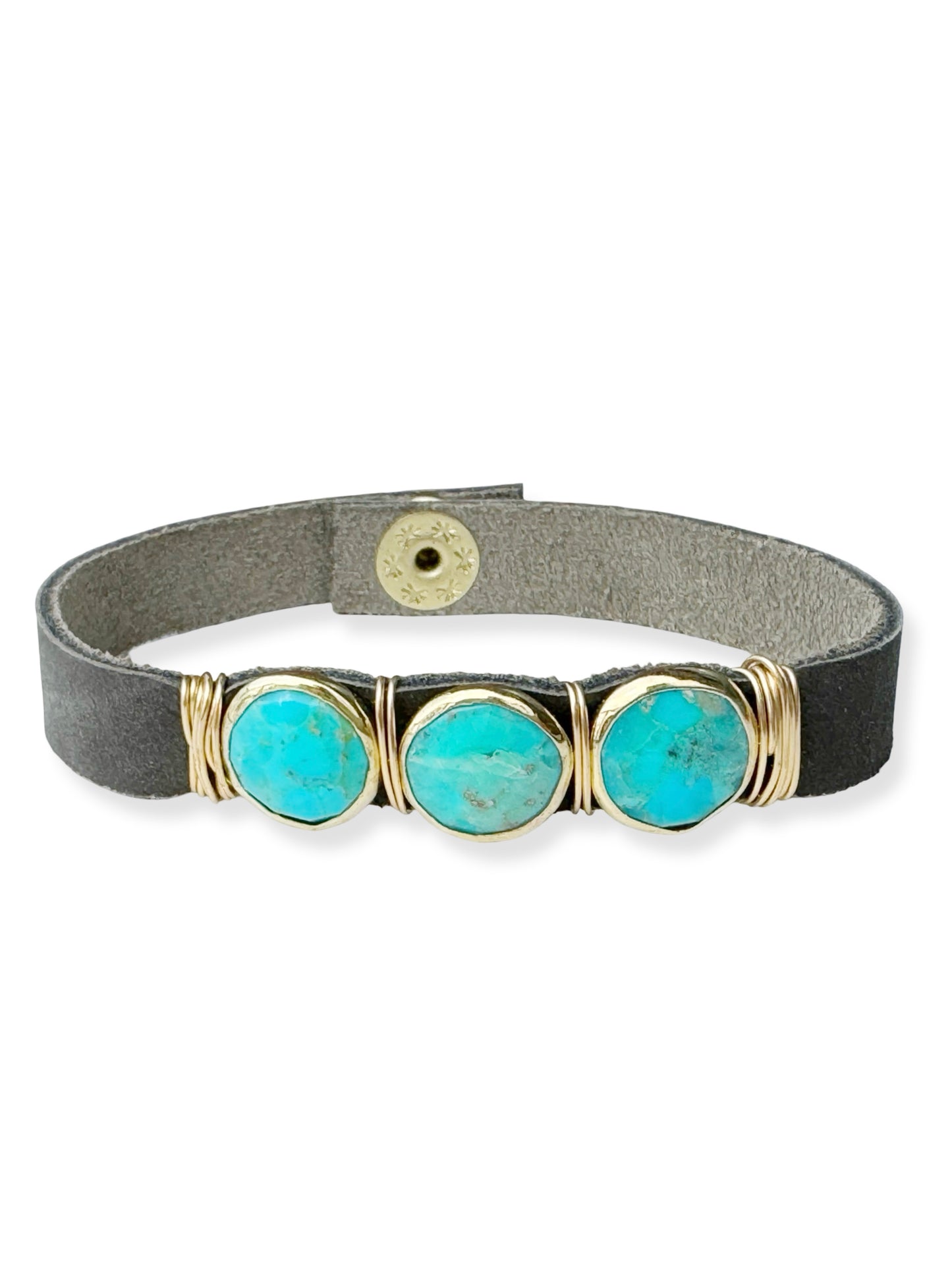 Gold Stone Triple Leather Bracelet