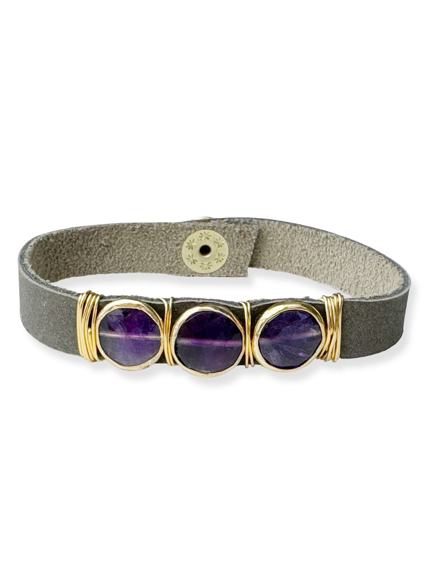 Gold Stone Triple Leather Bracelet