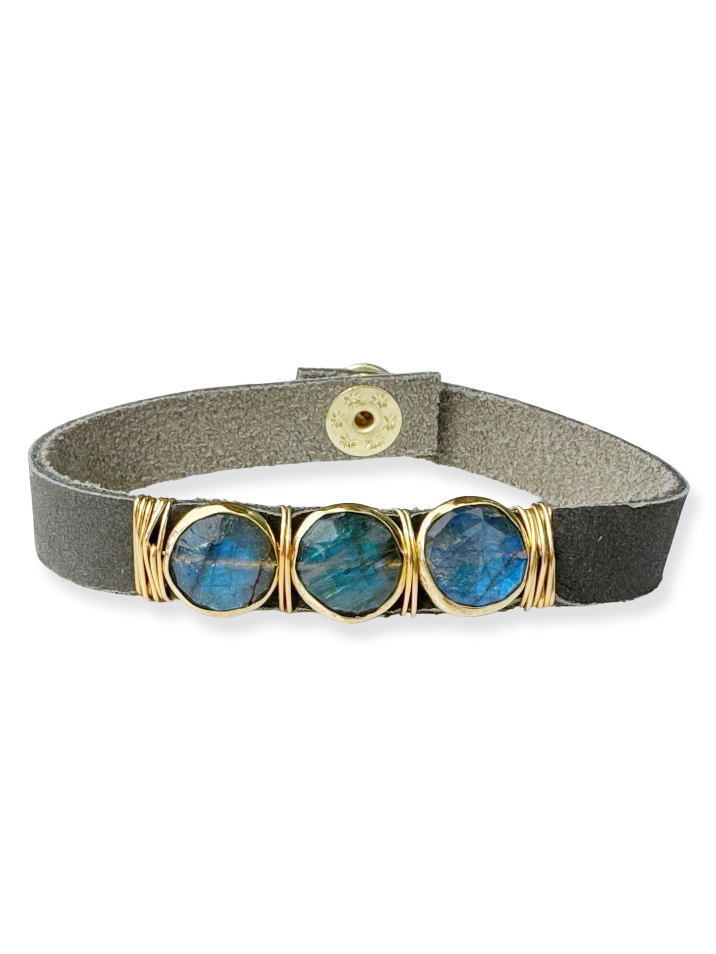 Gold Stone Triple Leather Bracelet