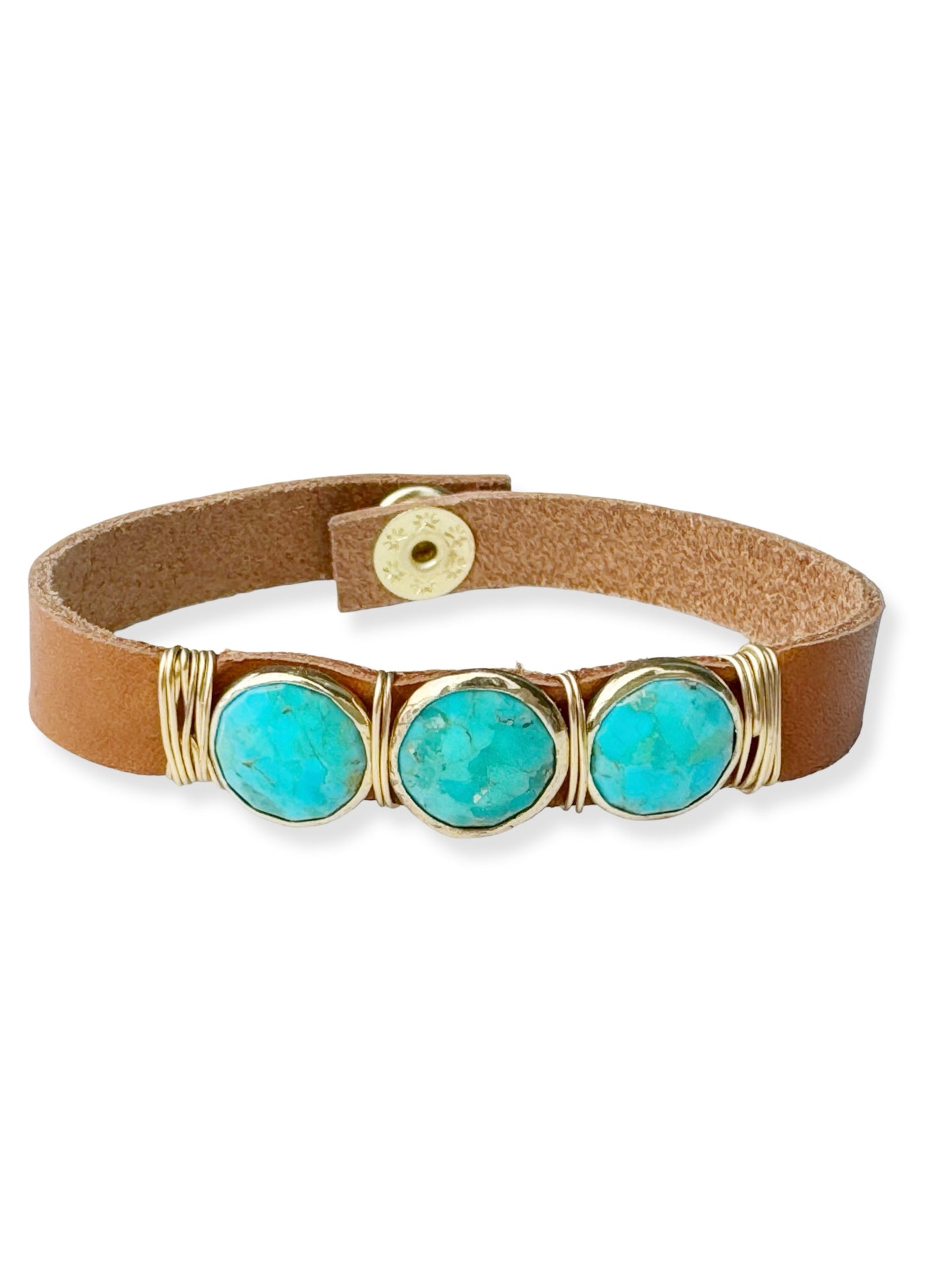 Gold Stone Triple Leather Bracelet