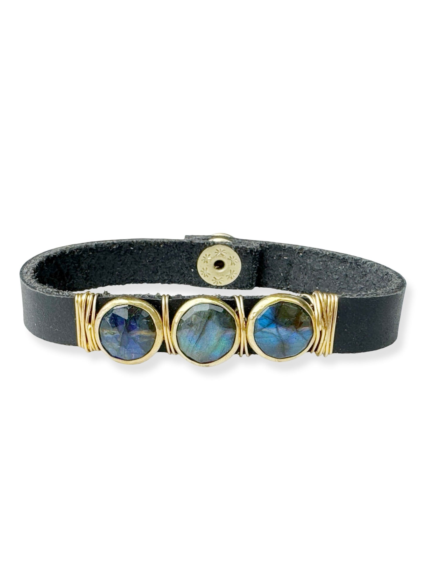 Gold Stone Triple Leather Bracelet