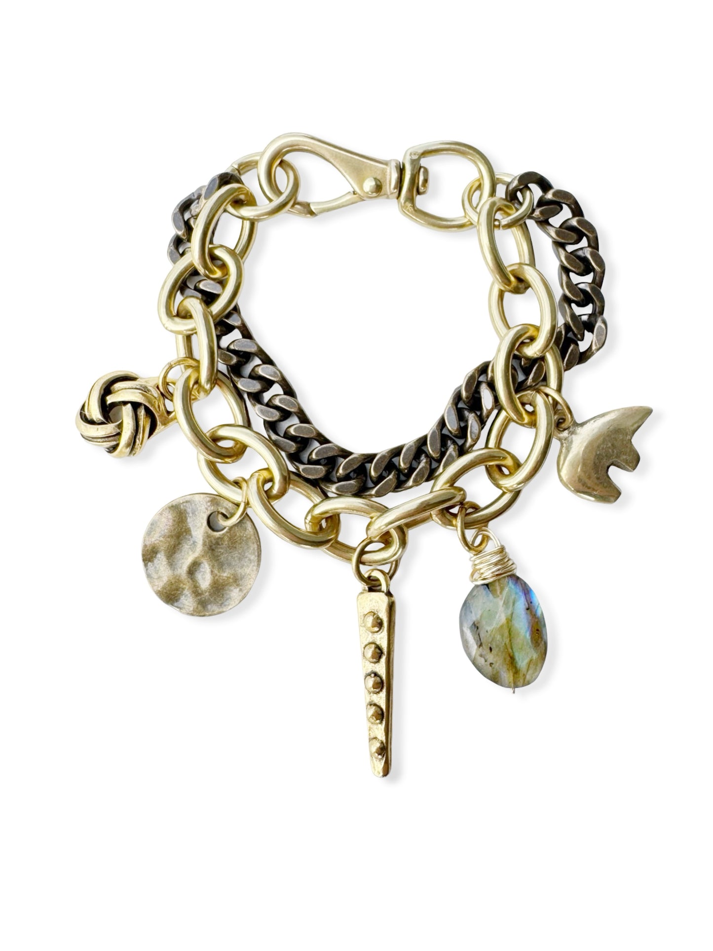 Chunky Brass Charm Bracelet