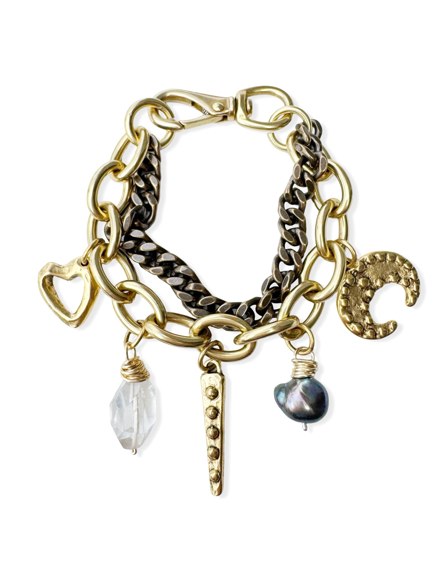 Chunky Brass Charm Bracelet