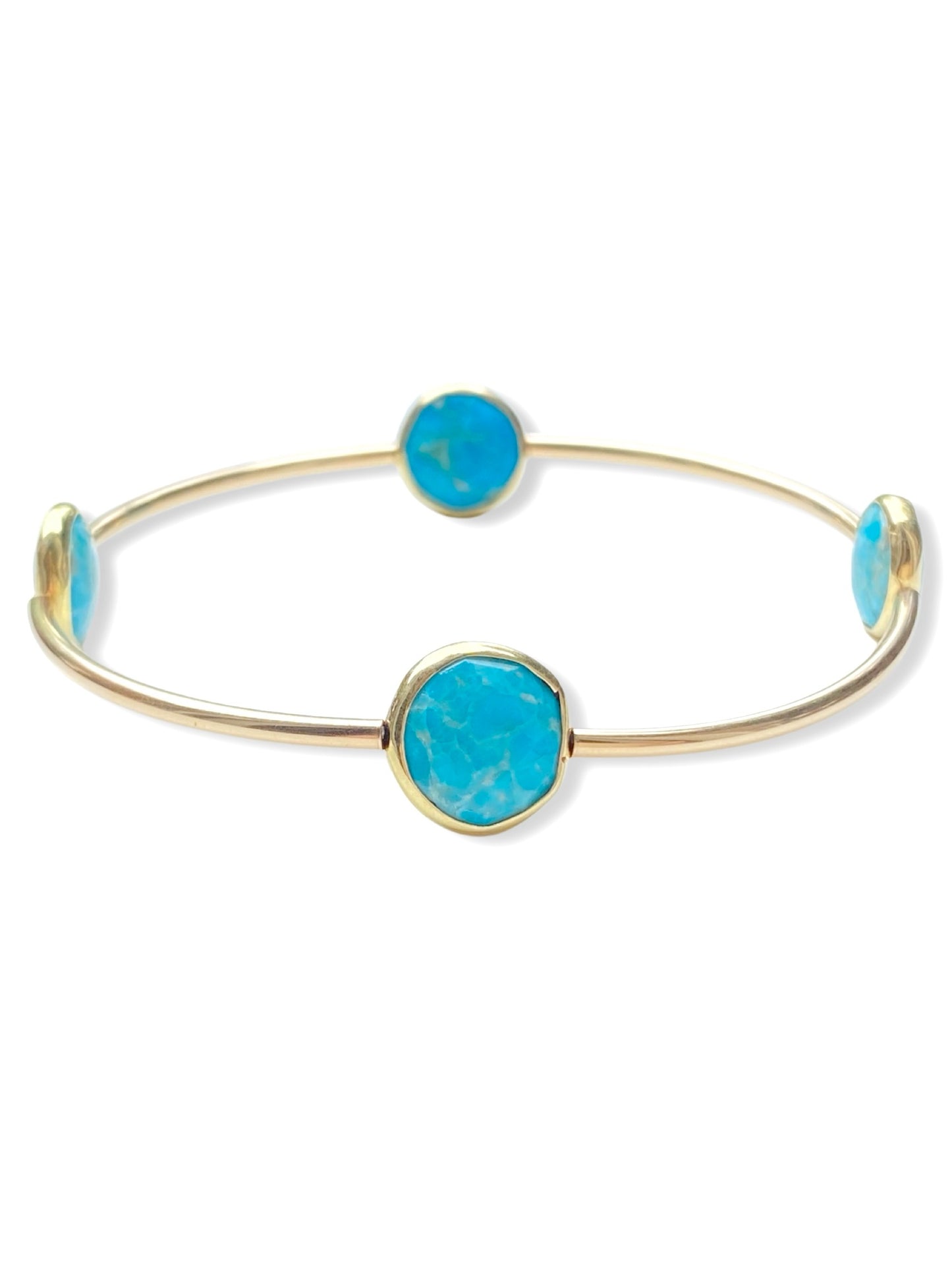 Gold Stone Tube Bangle- Turquoise