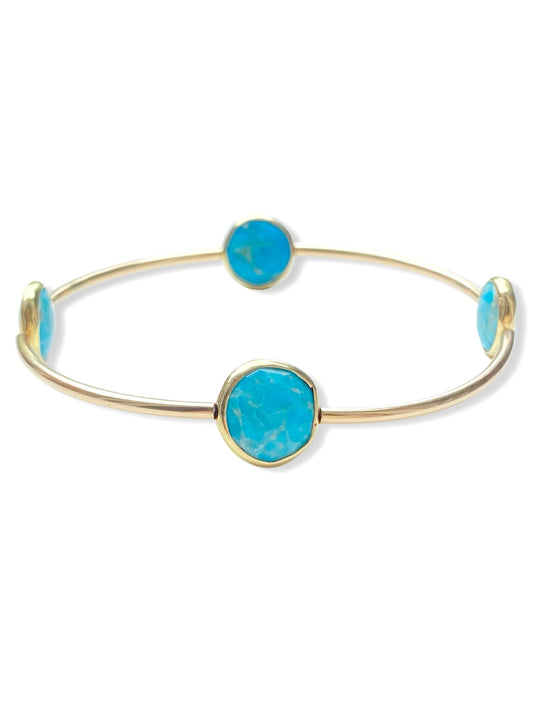 Gold Stone Tube Bangle- Turquoise