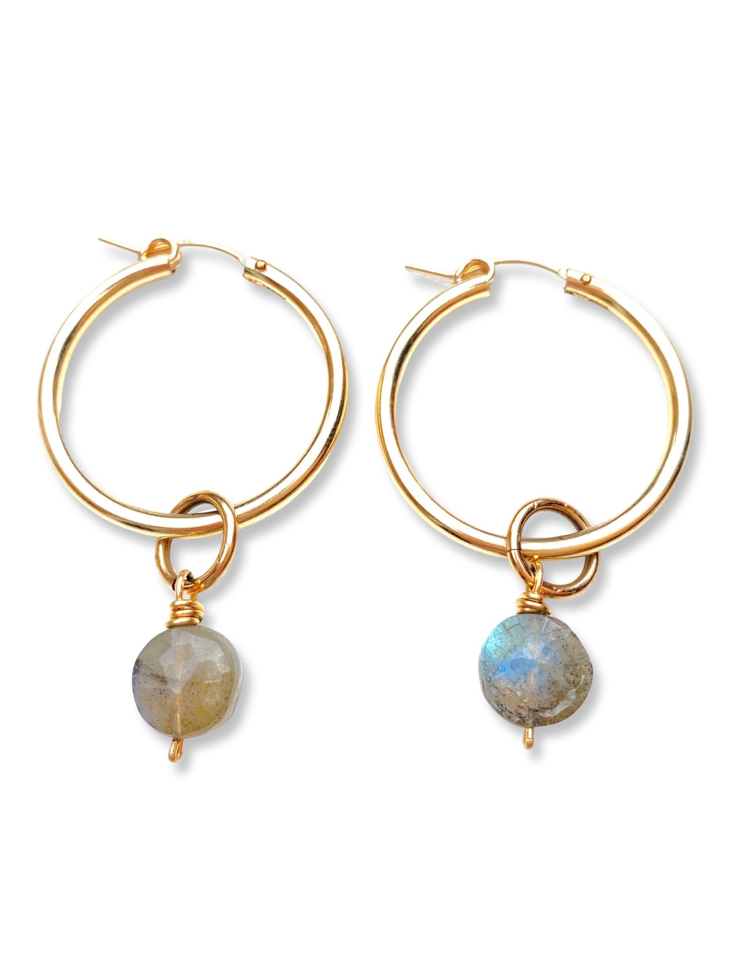 Large Hoop Earrings- Labradorite