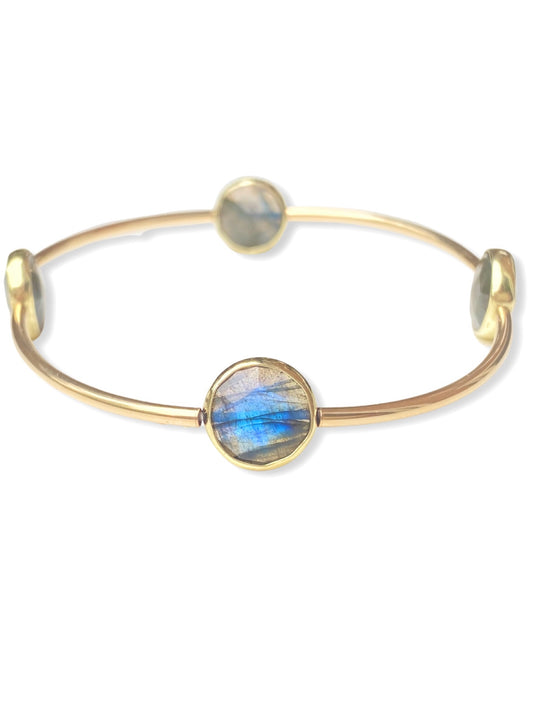 Gold Stone Tube Bangle- Labradorite