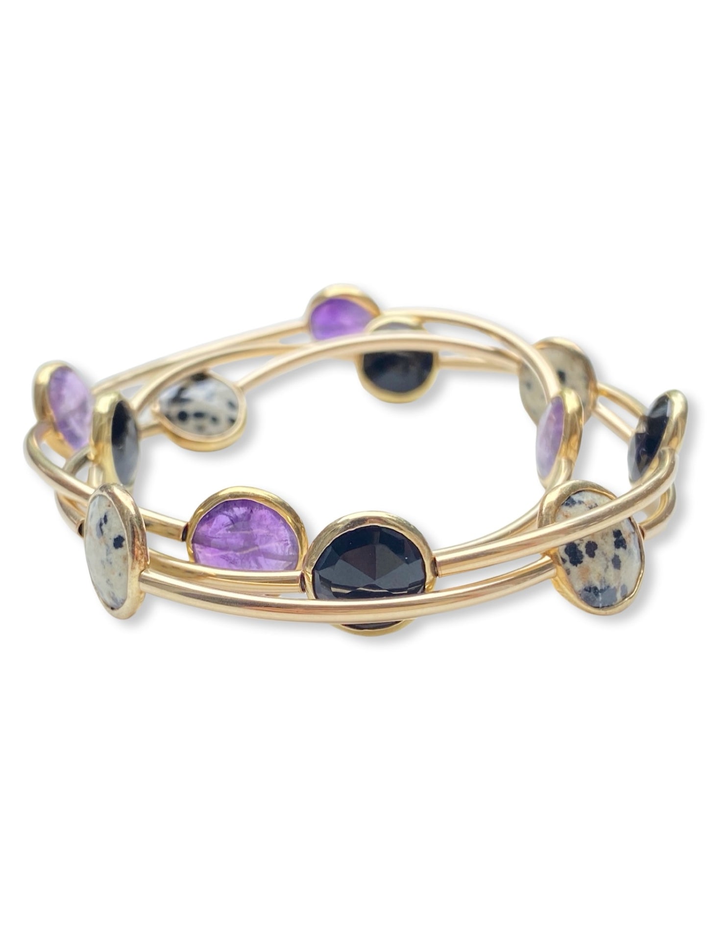 Gold Stone Tube Bangle- Moonstone