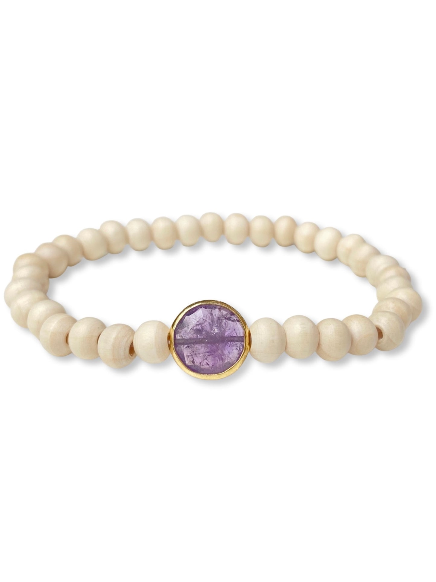 Wood Stretch Bracelet- White Beachwood