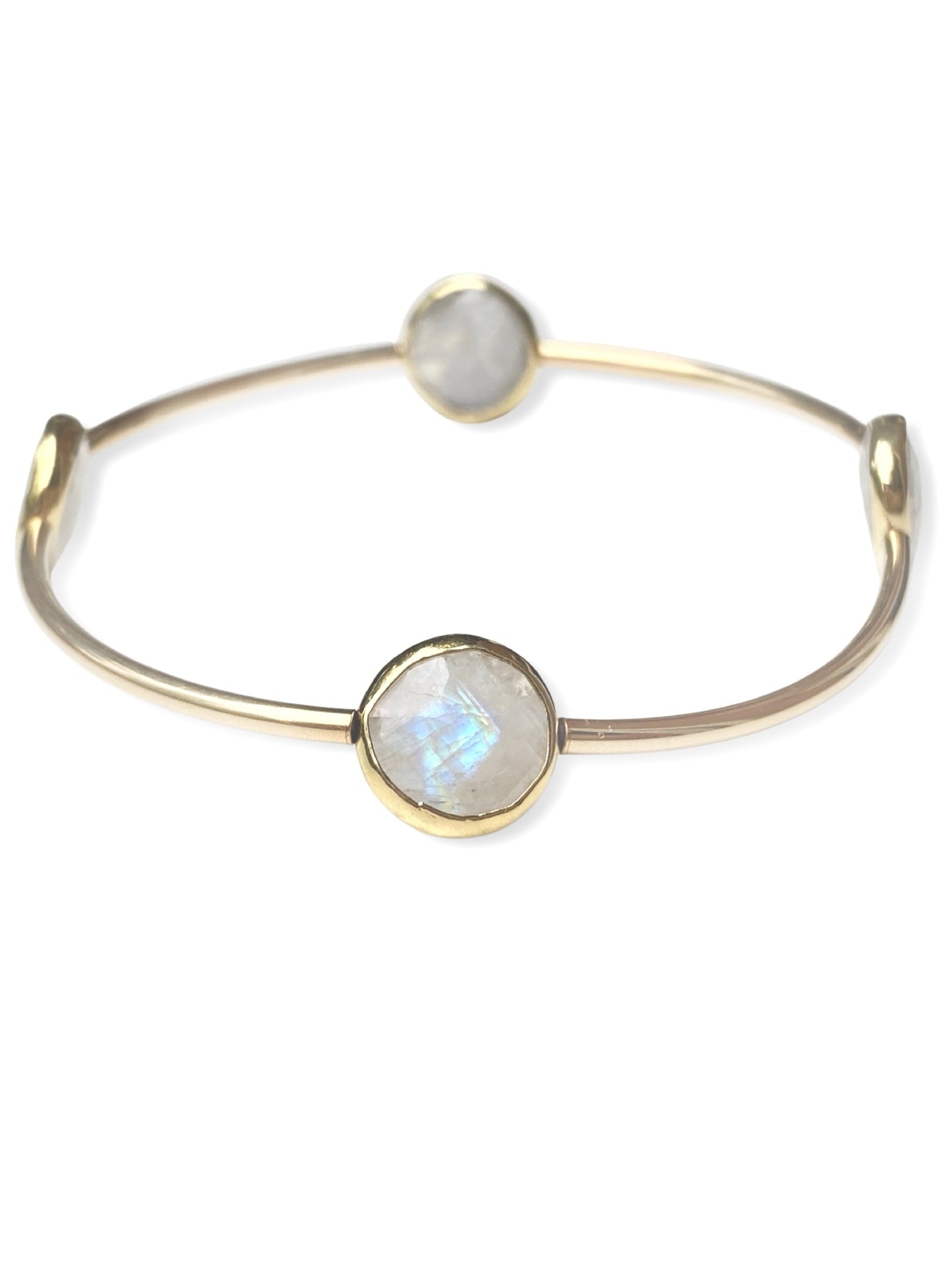 Gold Stone Tube Bangle- Moonstone