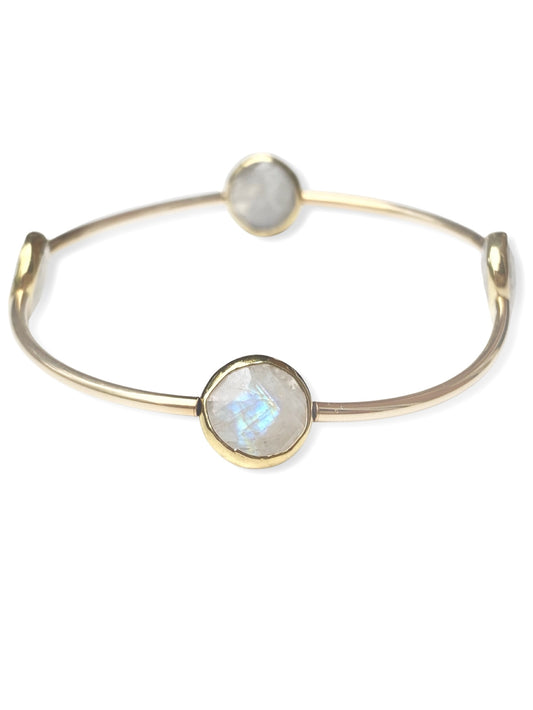 Gold Stone Tube Bangle- Moonstone
