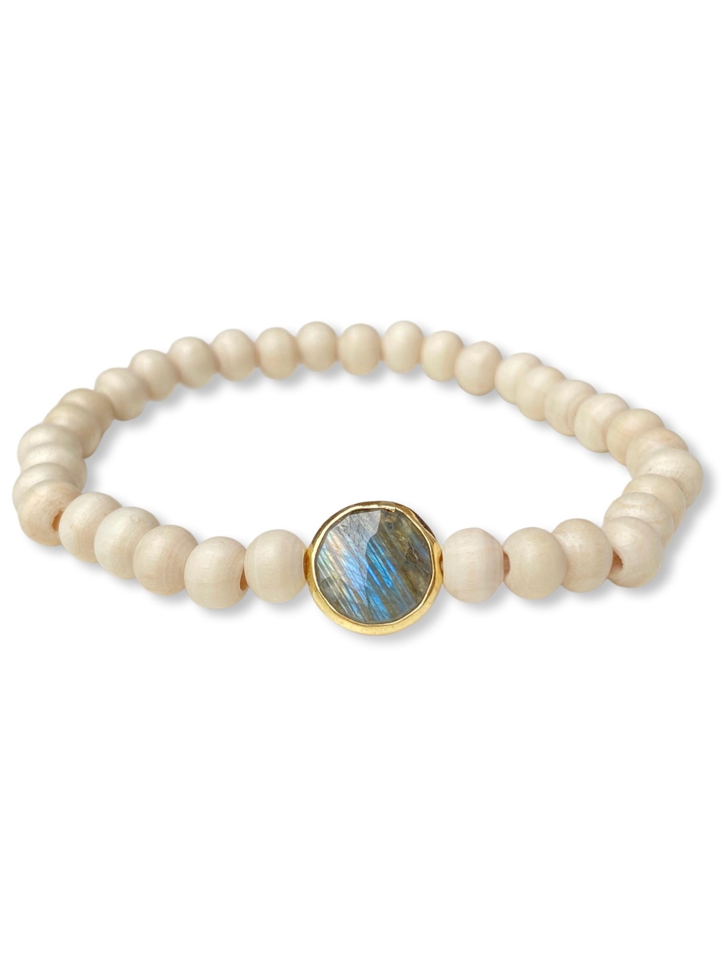 Wood Stretch Bracelet- White Beachwood