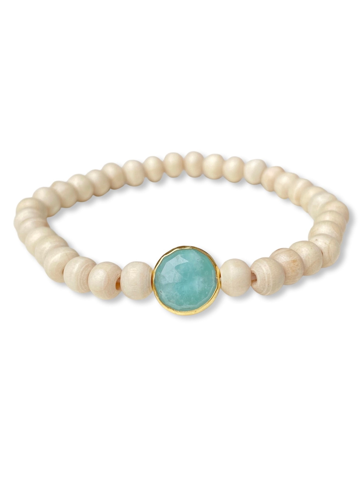 Wood Stretch Bracelet- White Beachwood