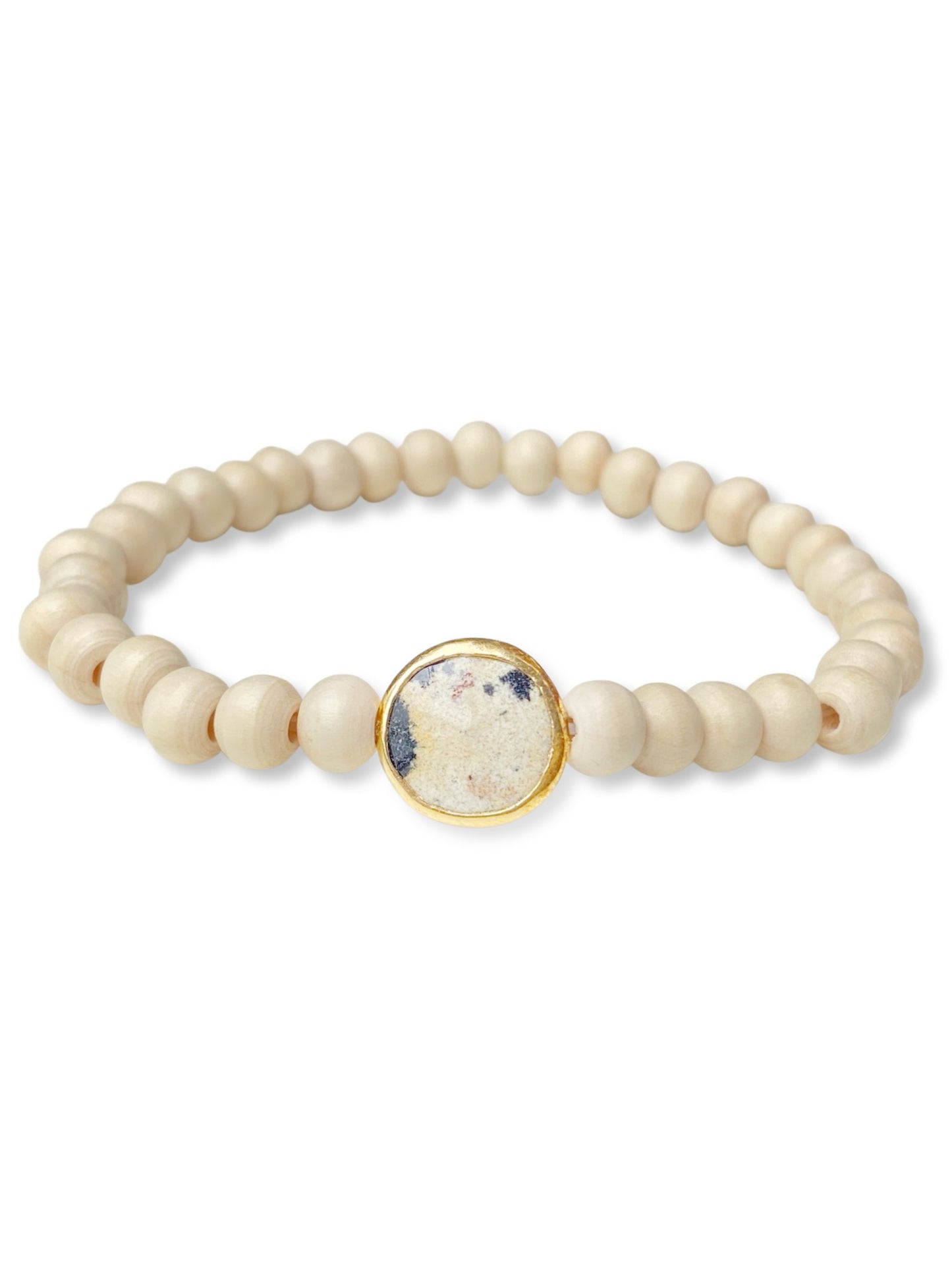 Wood Stretch Bracelet- White Beachwood