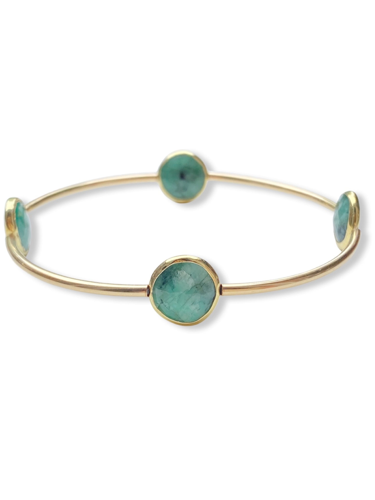 Gold Stone Tube Bangle- Raw Emerald
