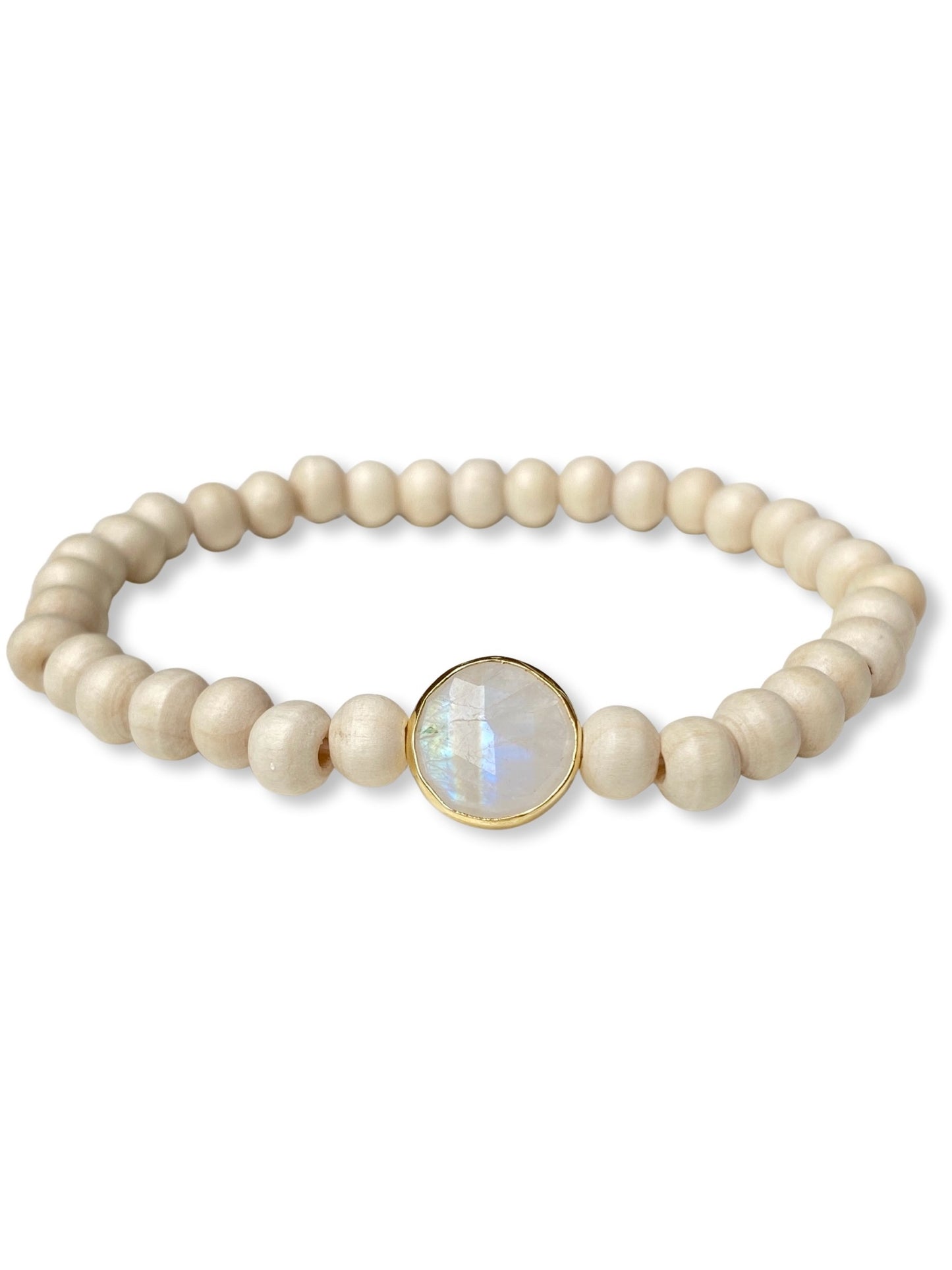 Wood Stretch Bracelet- White Beachwood