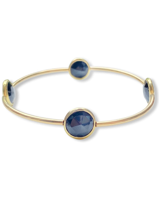 Gold Stone Tube Bangle- Onyx