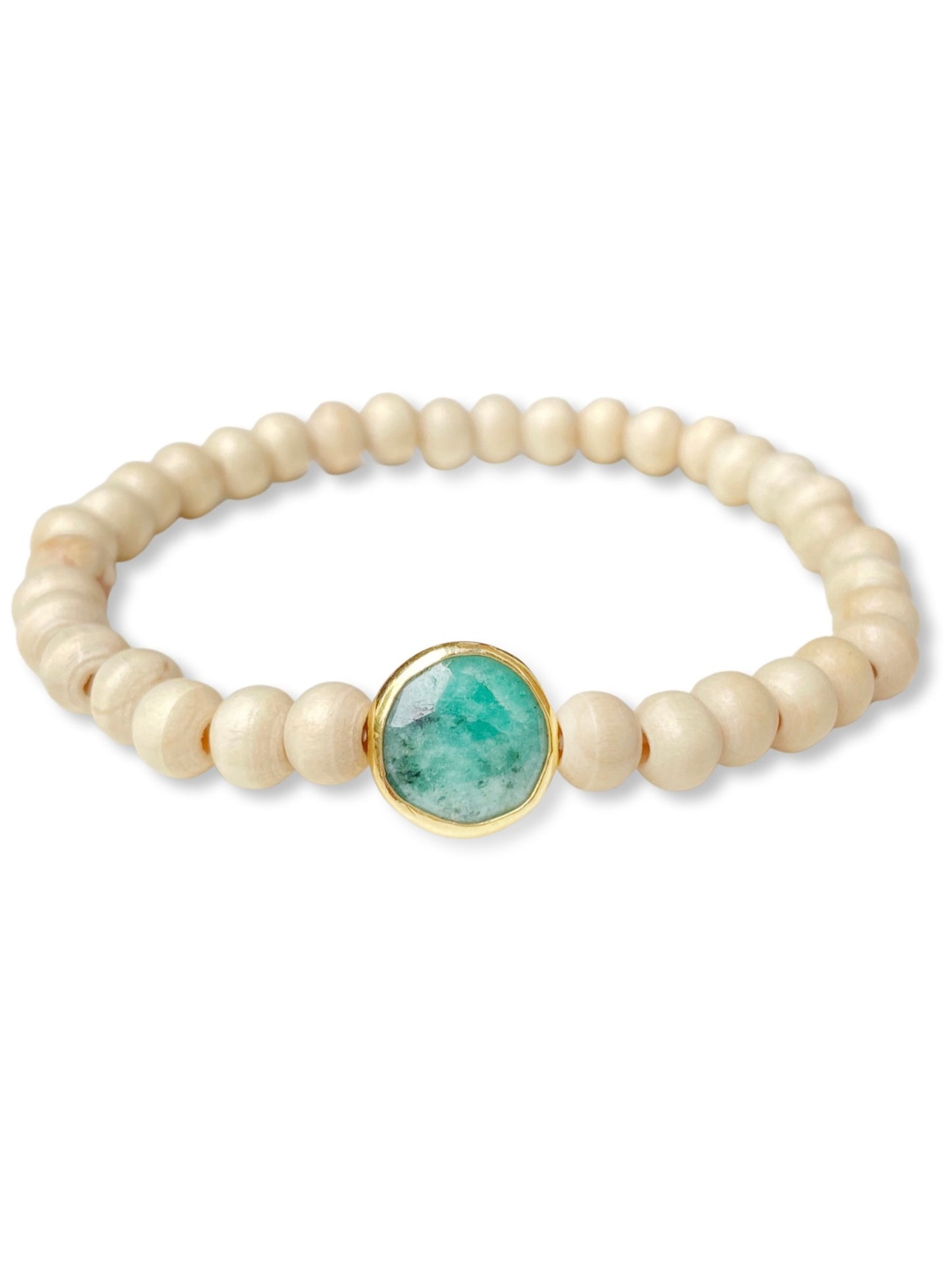 Wood Stretch Bracelet- White Beachwood