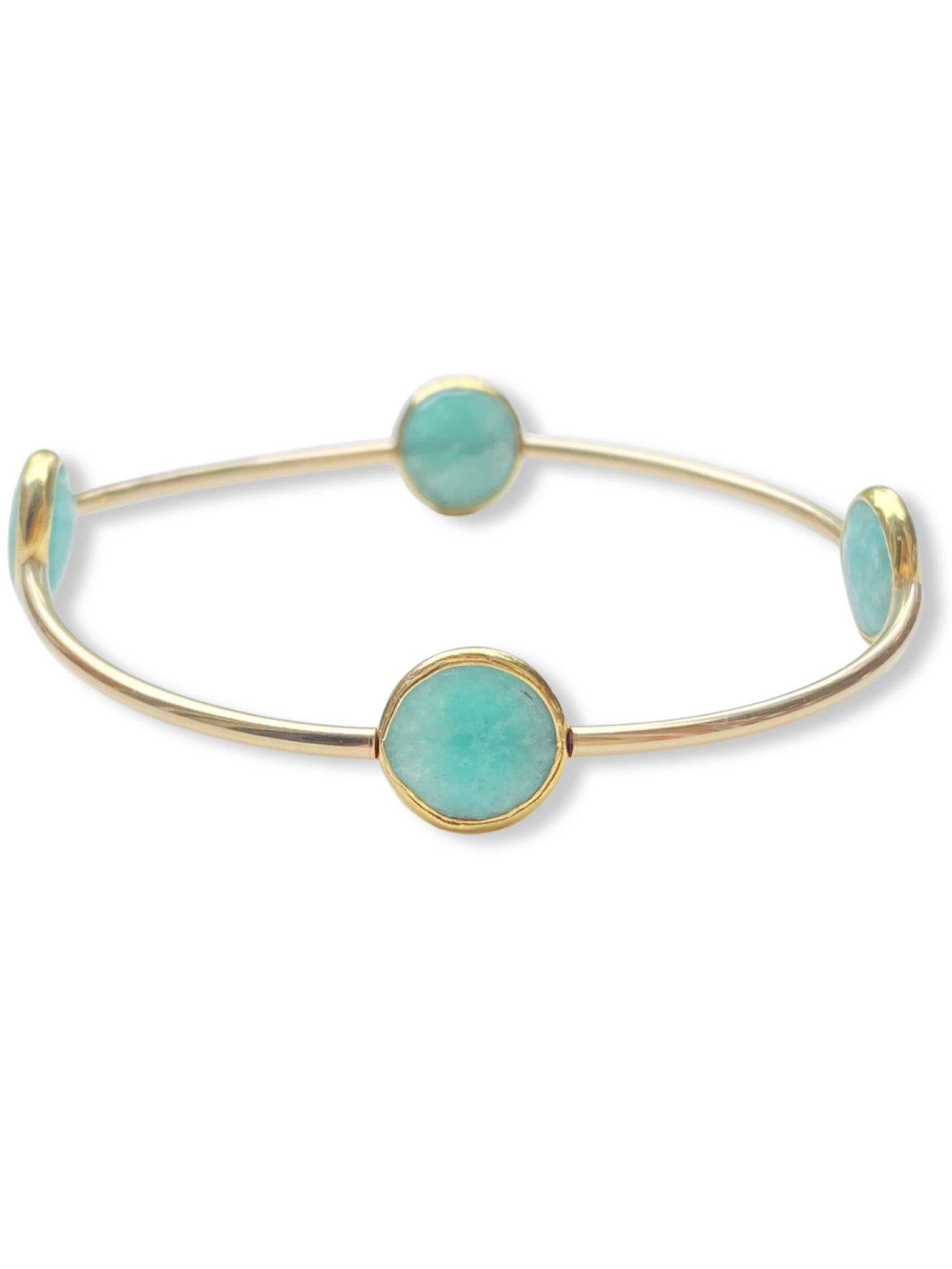 Gold Stone Tube Bangle- Amazonite