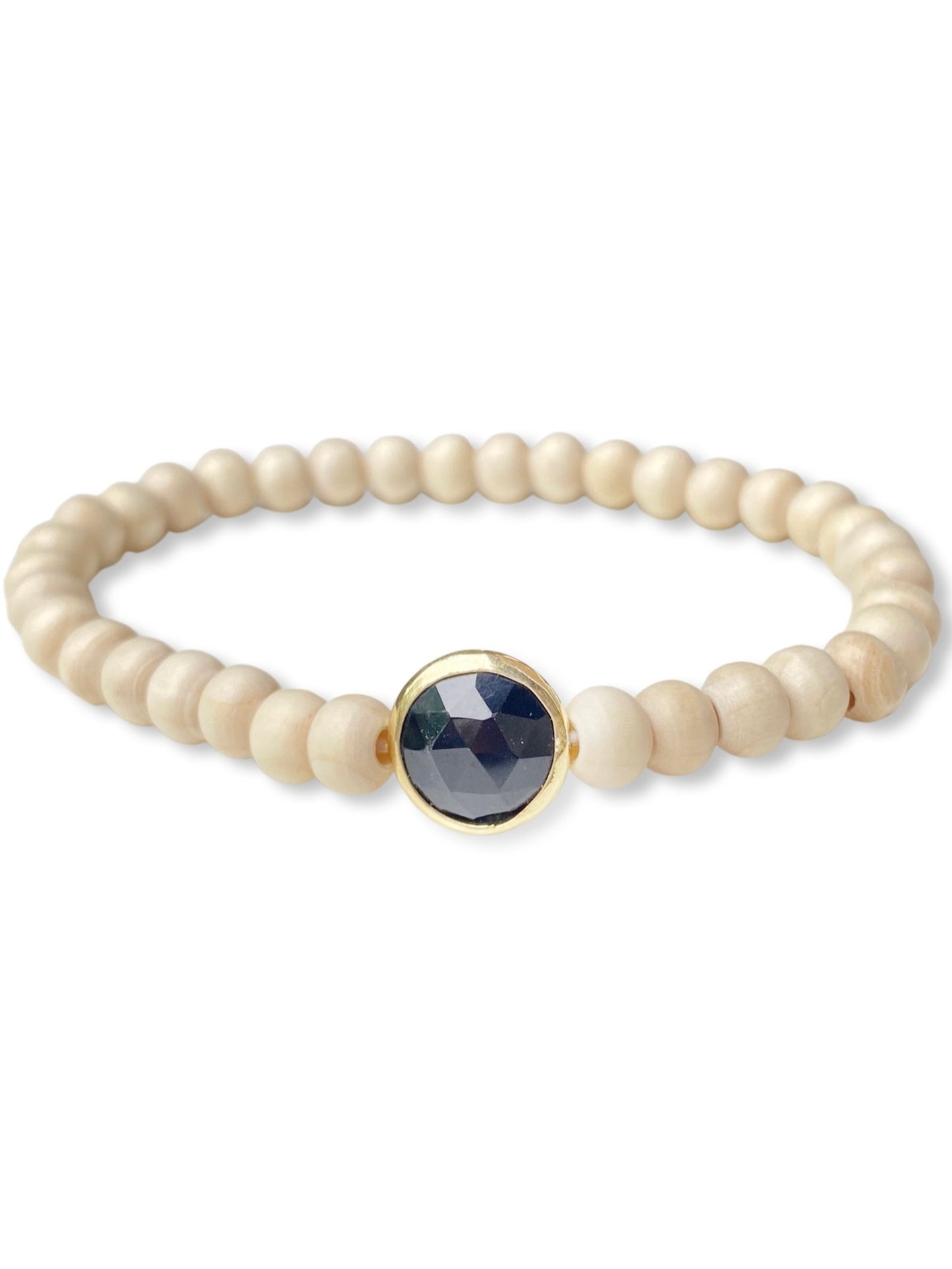 Wood Stretch Bracelet- White Beachwood