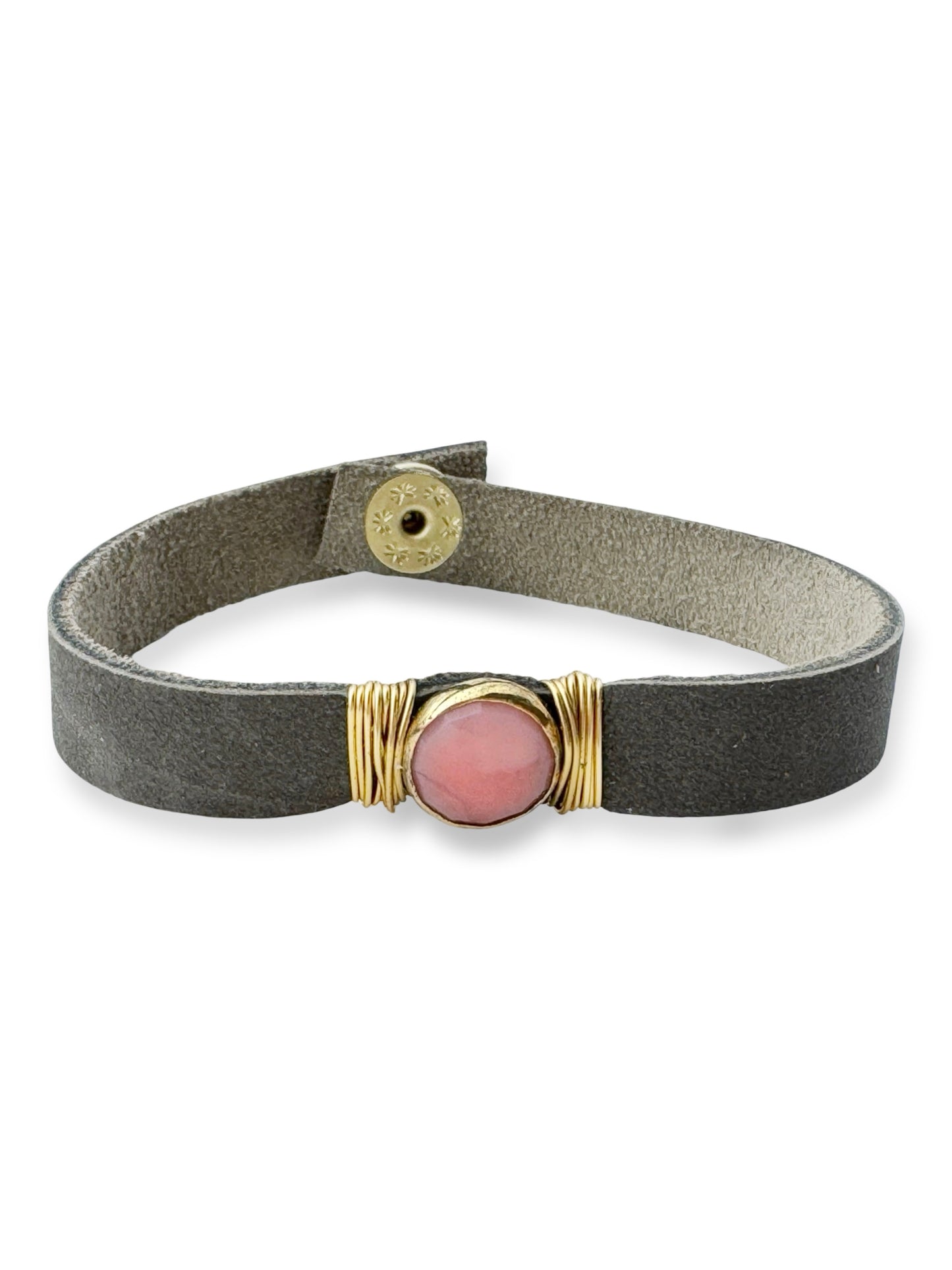 Gold Stone Single Leather Bracelet