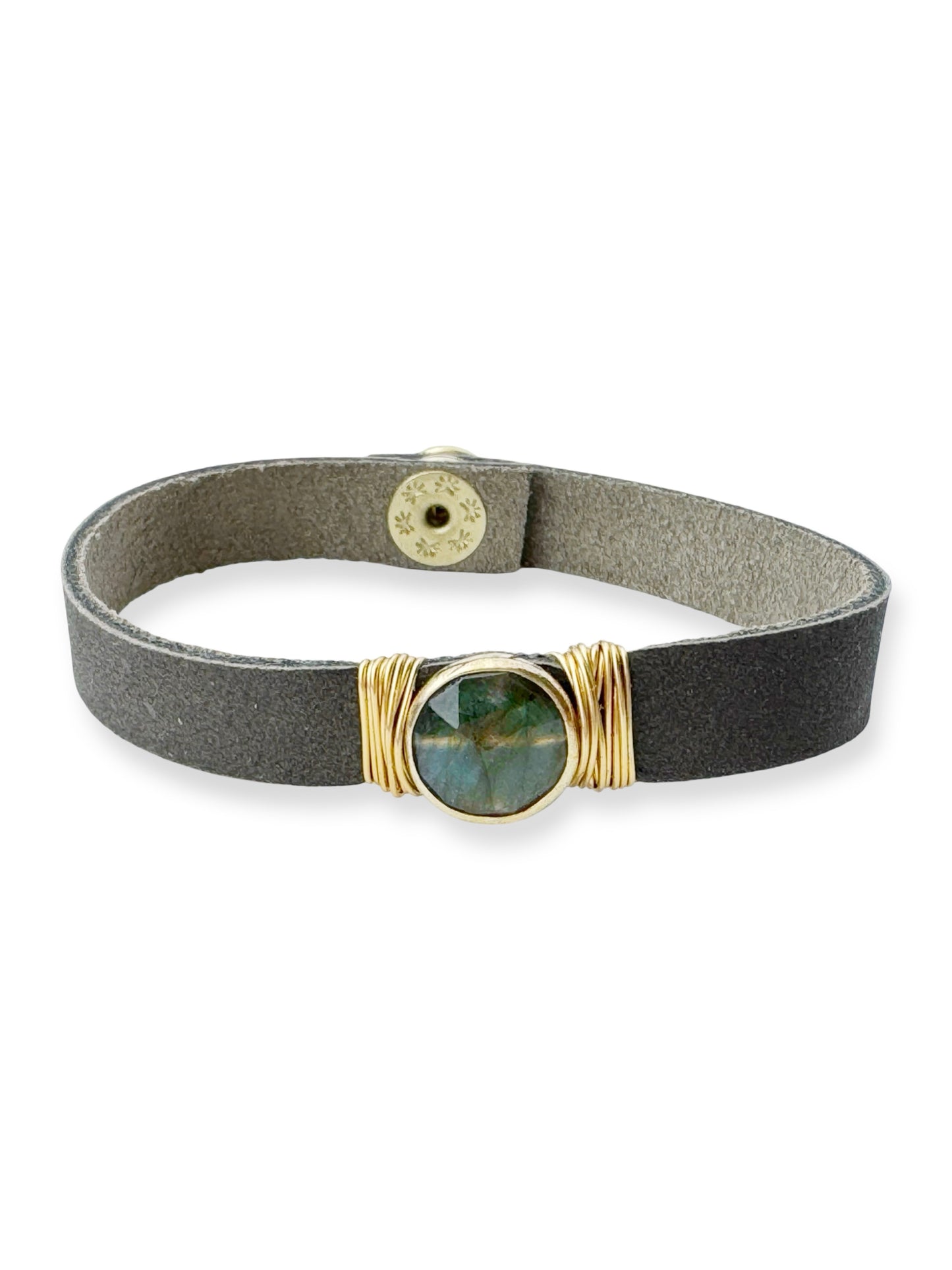 Gold Stone Single Leather Bracelet