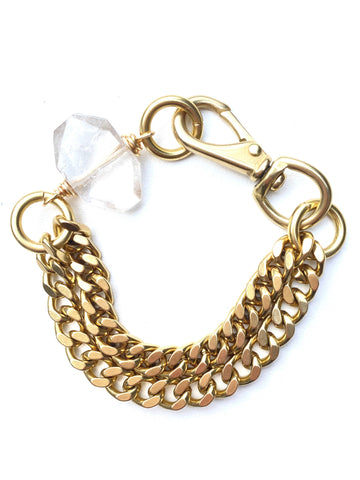 Chunky Brass Chain Bracelet- Quartz