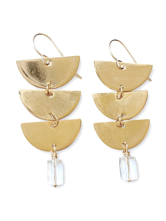 Fan Earrings- Quartz