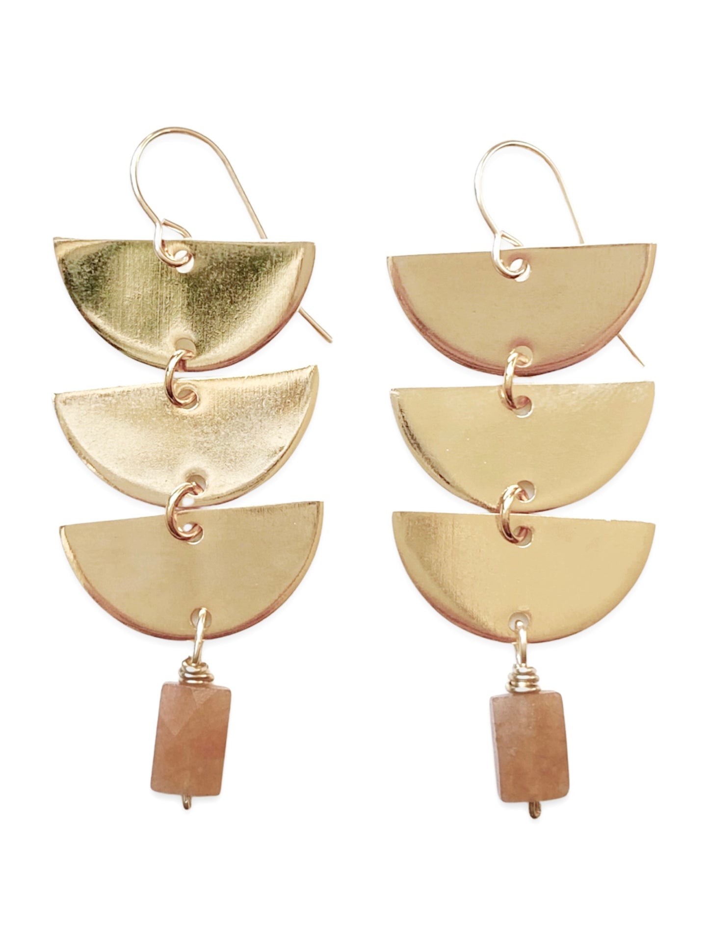 Fan Earrings- Orange Tourmaline