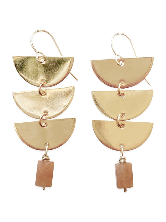Fan Earrings- Orange Tourmaline