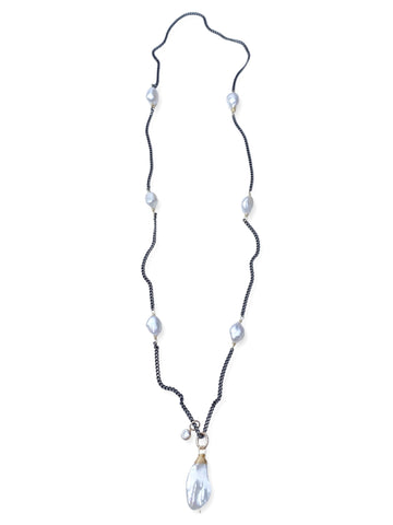 Mixed Pearl Necklace- Cubic Zirconia