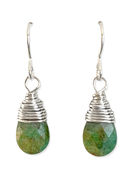 Drop Earring- Silver- African Jade