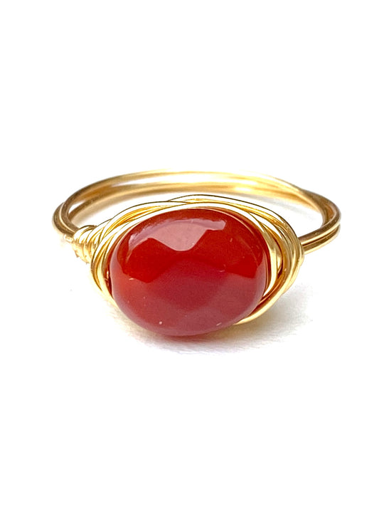 Wire Wrap Ring- Carnelian