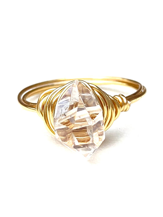 Wire Wrap Ring- Herkimer Diamond