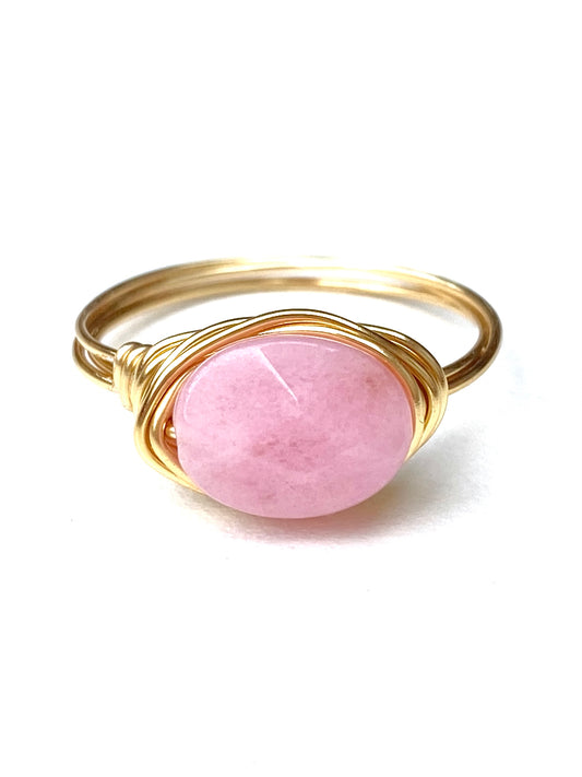 Wire Wrap Ring- Rose Quartz