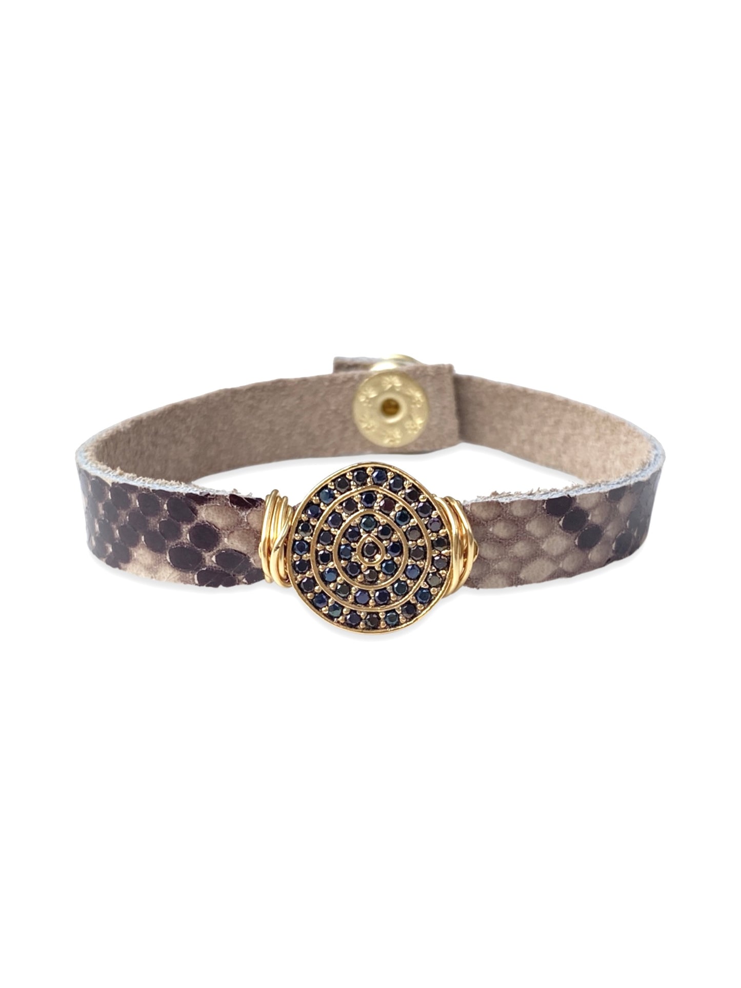 Leather Pave Stacker- Black
