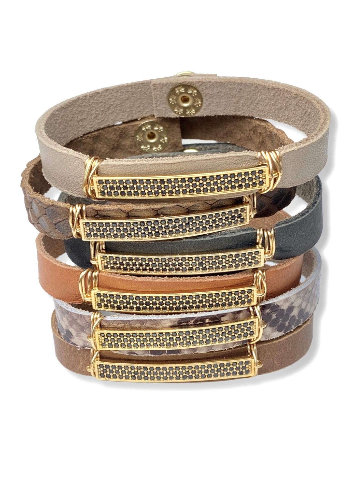 Leather Pave Stacker- Black Bar