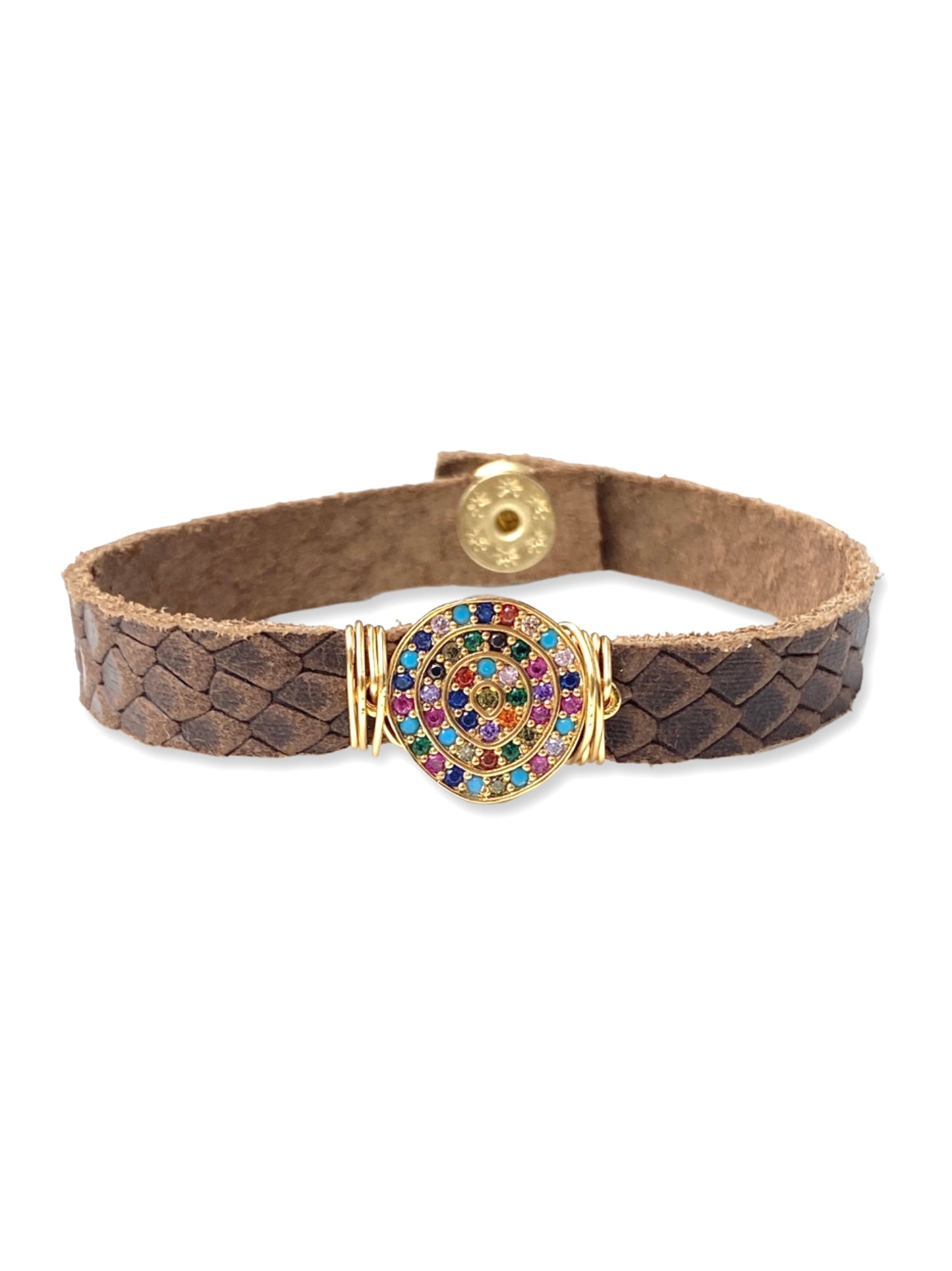 Leather Pave Stacker- Rainbow