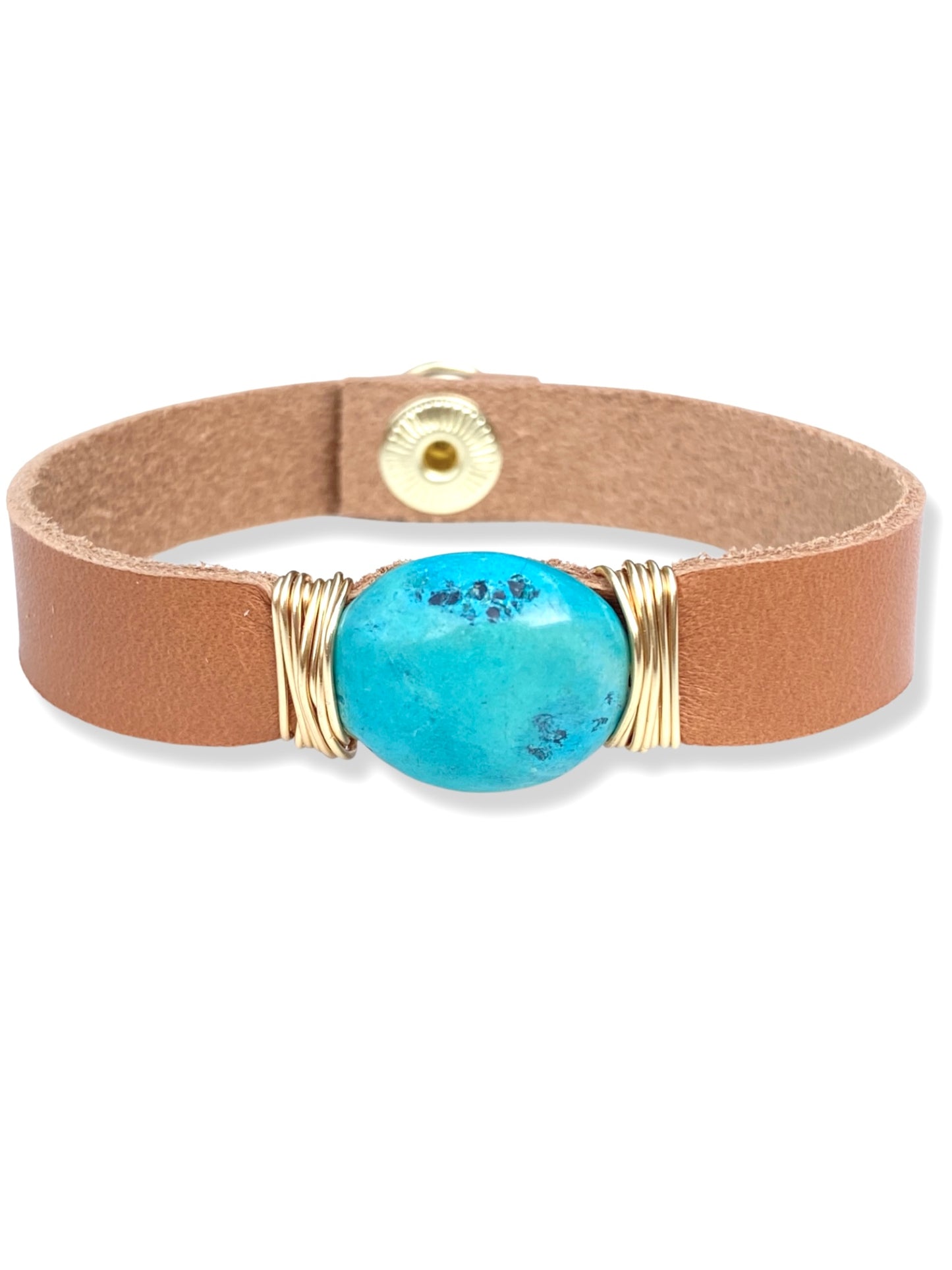Leather Snap Bracelet- Turquoise