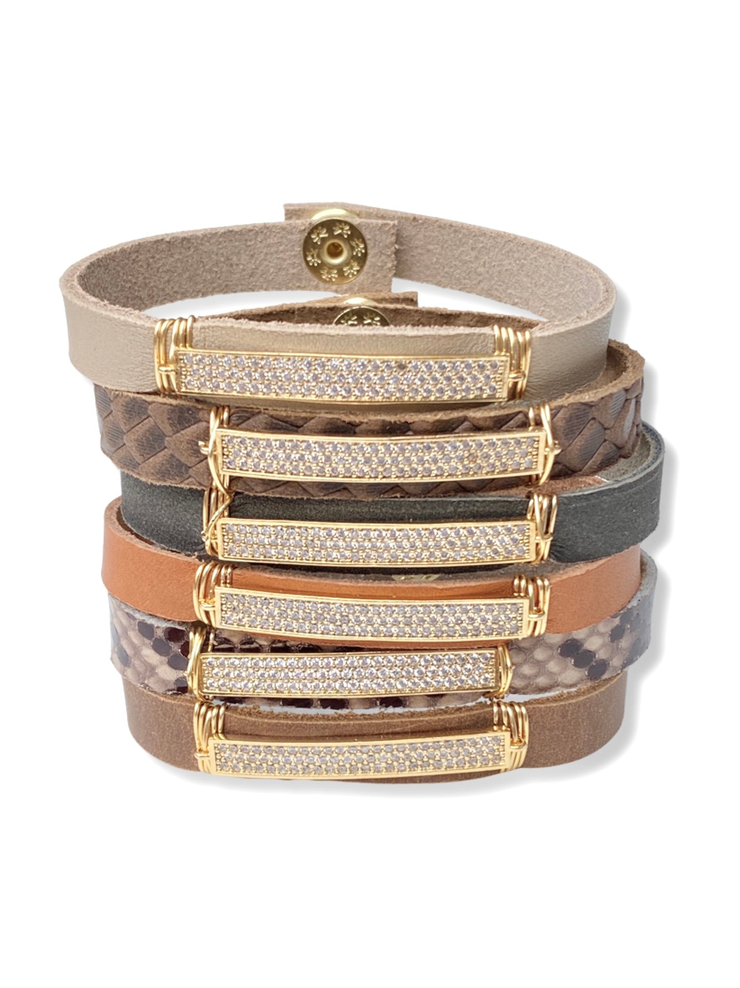 Leather Pave Stacker- Clear Bar