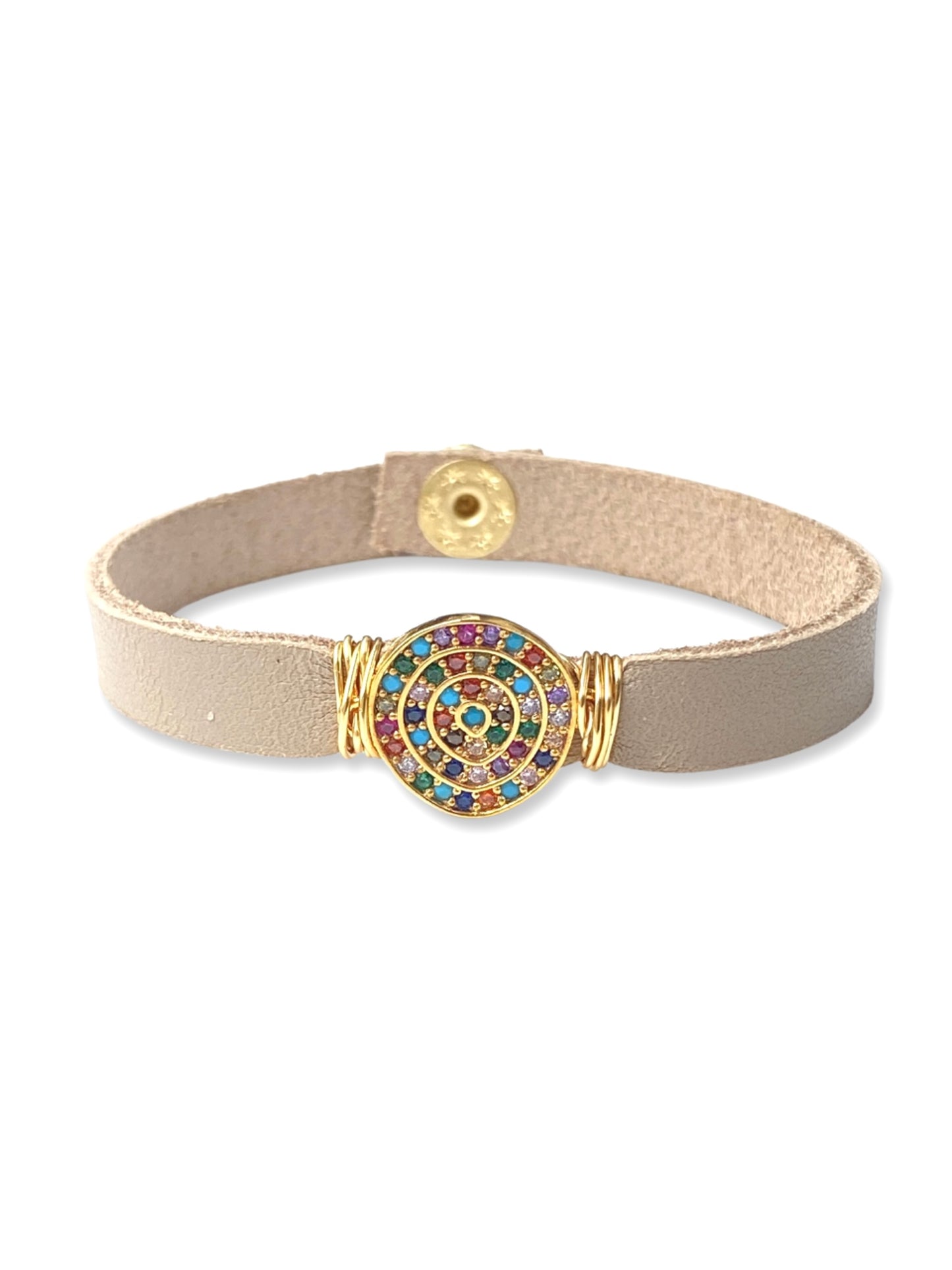 Leather Pave Stacker- Rainbow