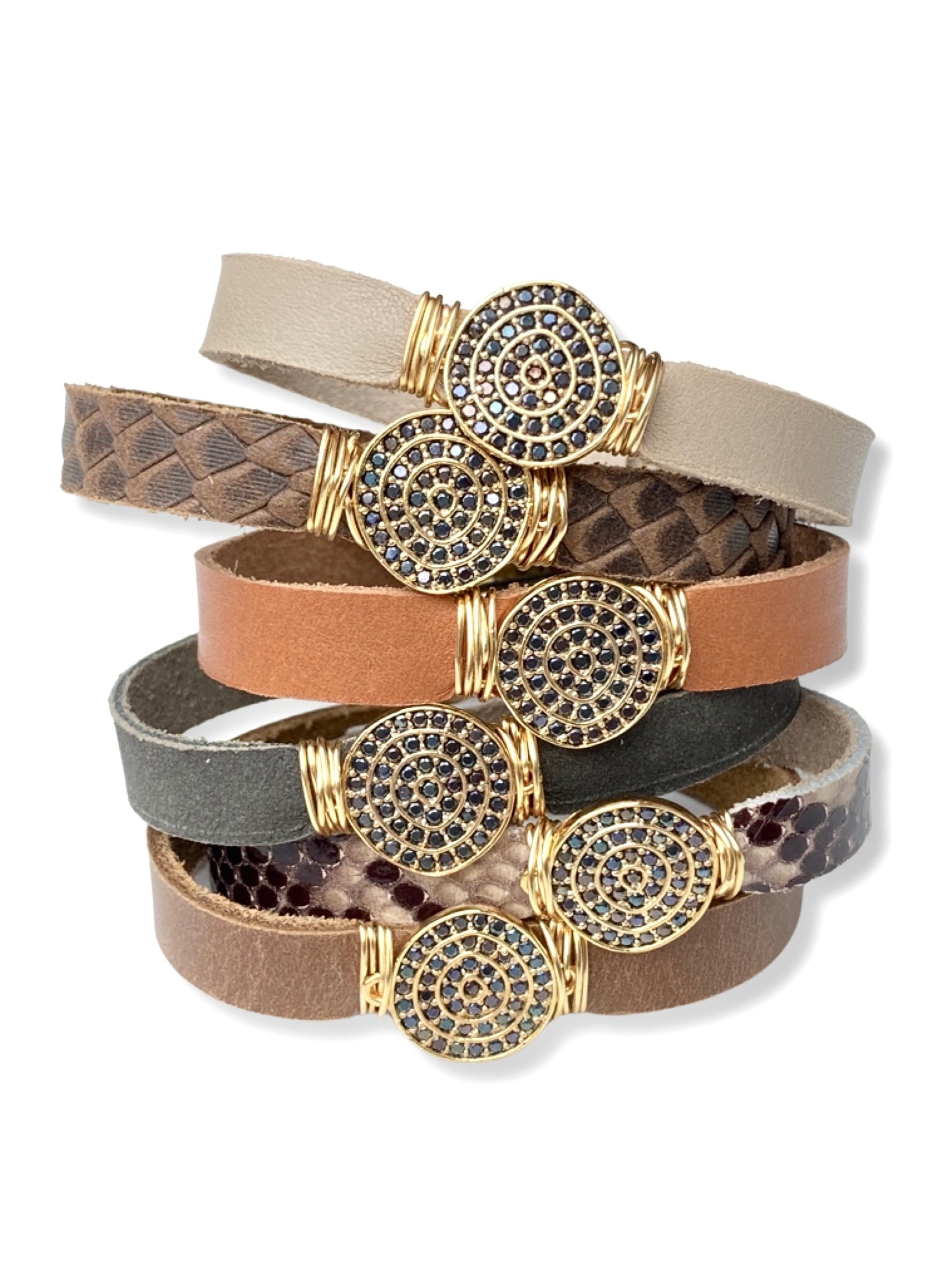 Leather Pave Stacker- Black
