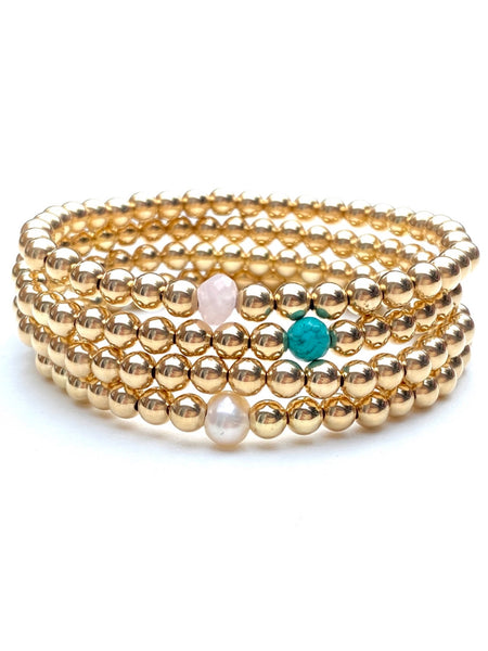 Gold Ball Bracelet QUAD STACK- 14k gold-filled – Wild Feather & Stone