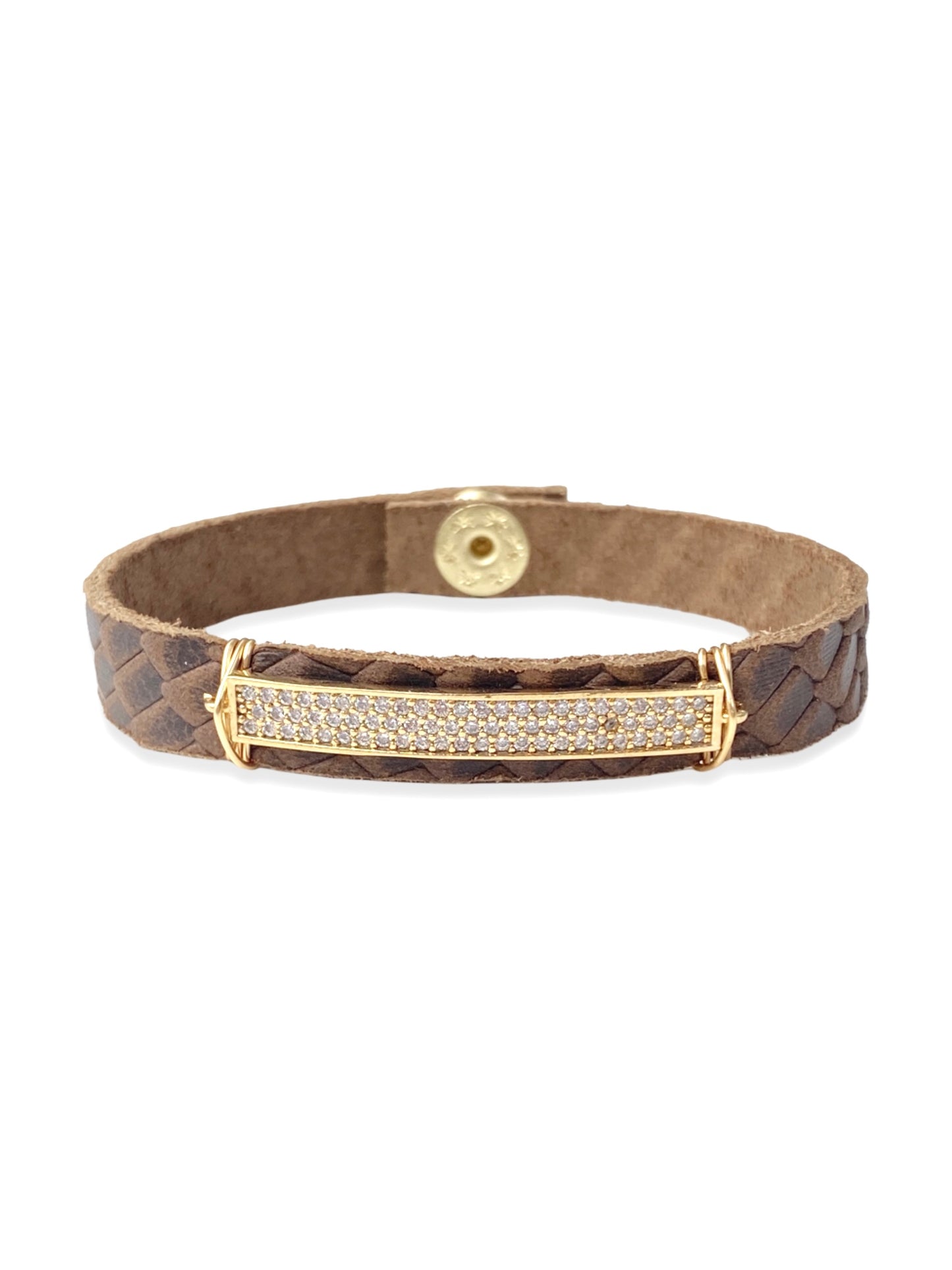 Leather Pave Stacker- Clear Bar