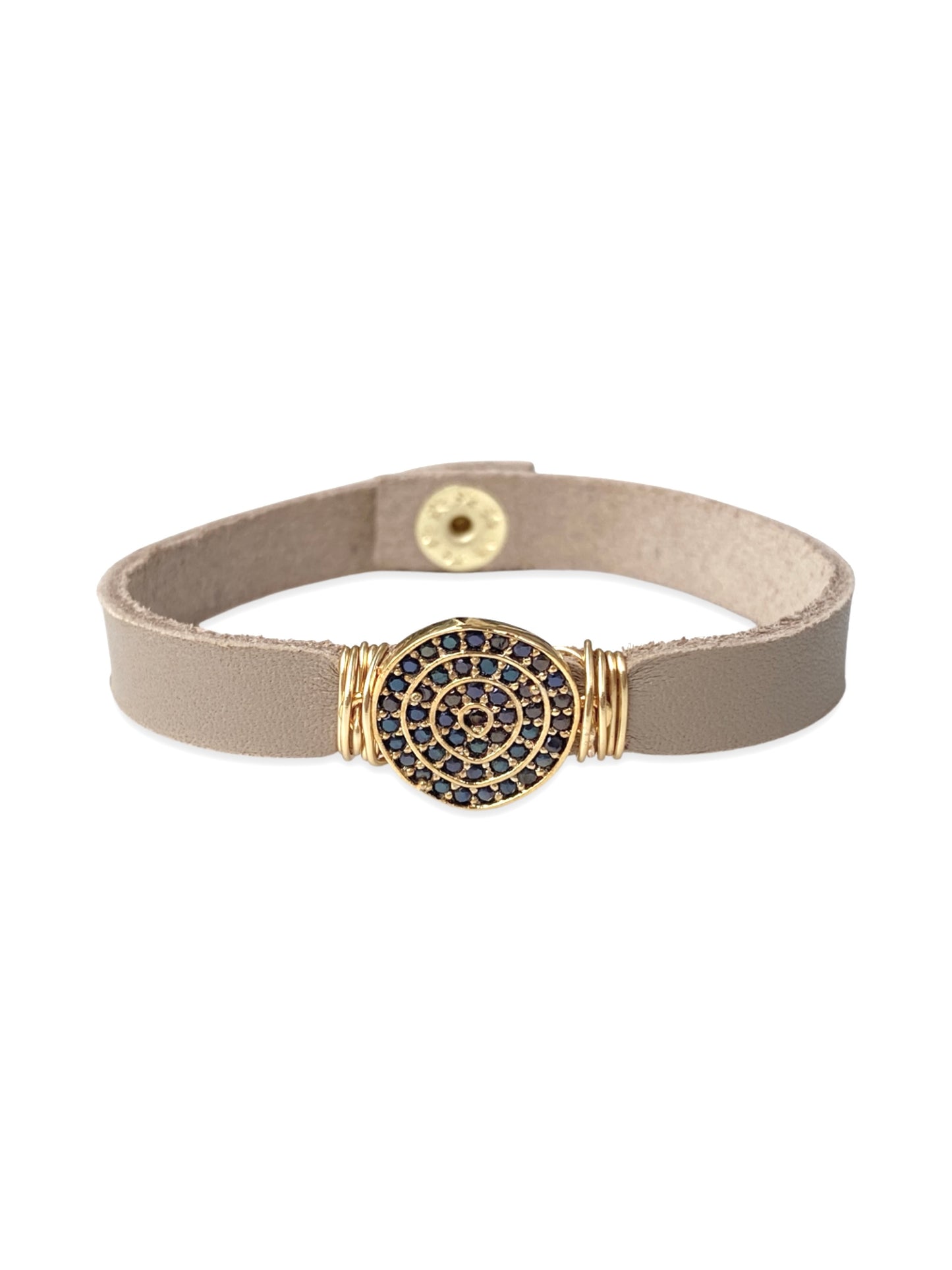 Leather Pave Stacker- Black