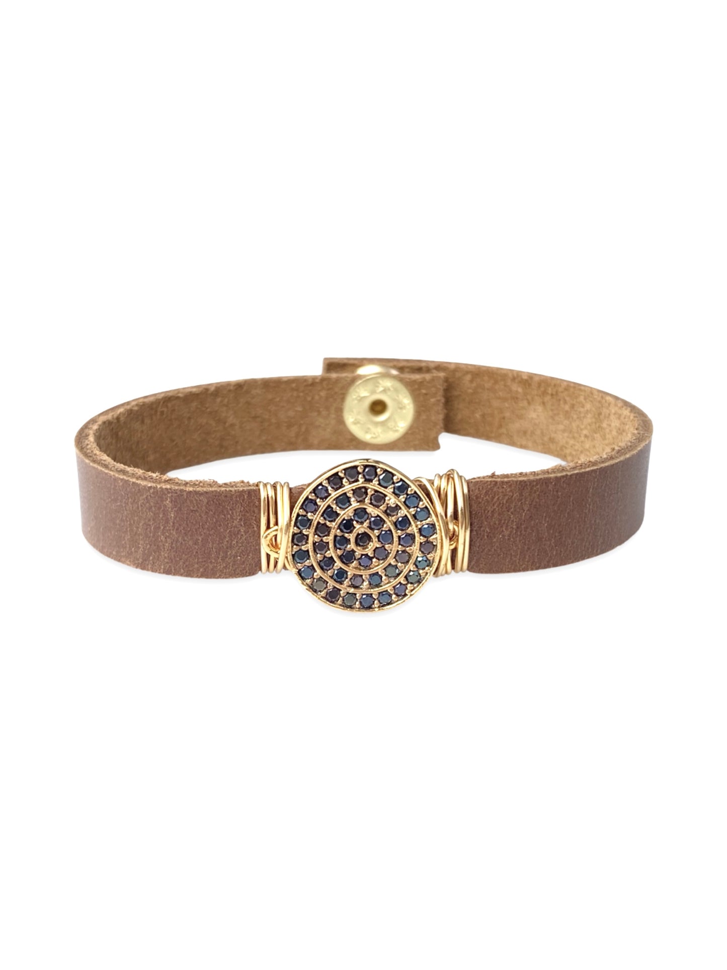 Leather Pave Stacker- Black