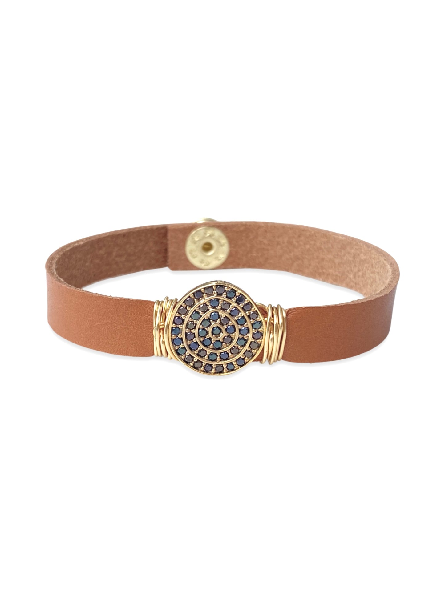 Leather Pave Stacker- Black