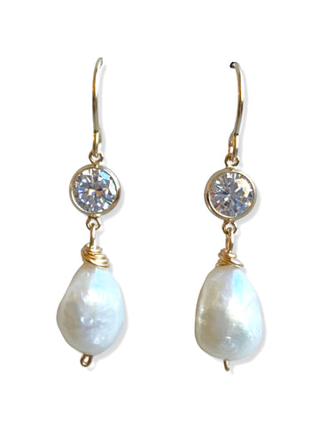 Crystal Drop Earrings- Pearl