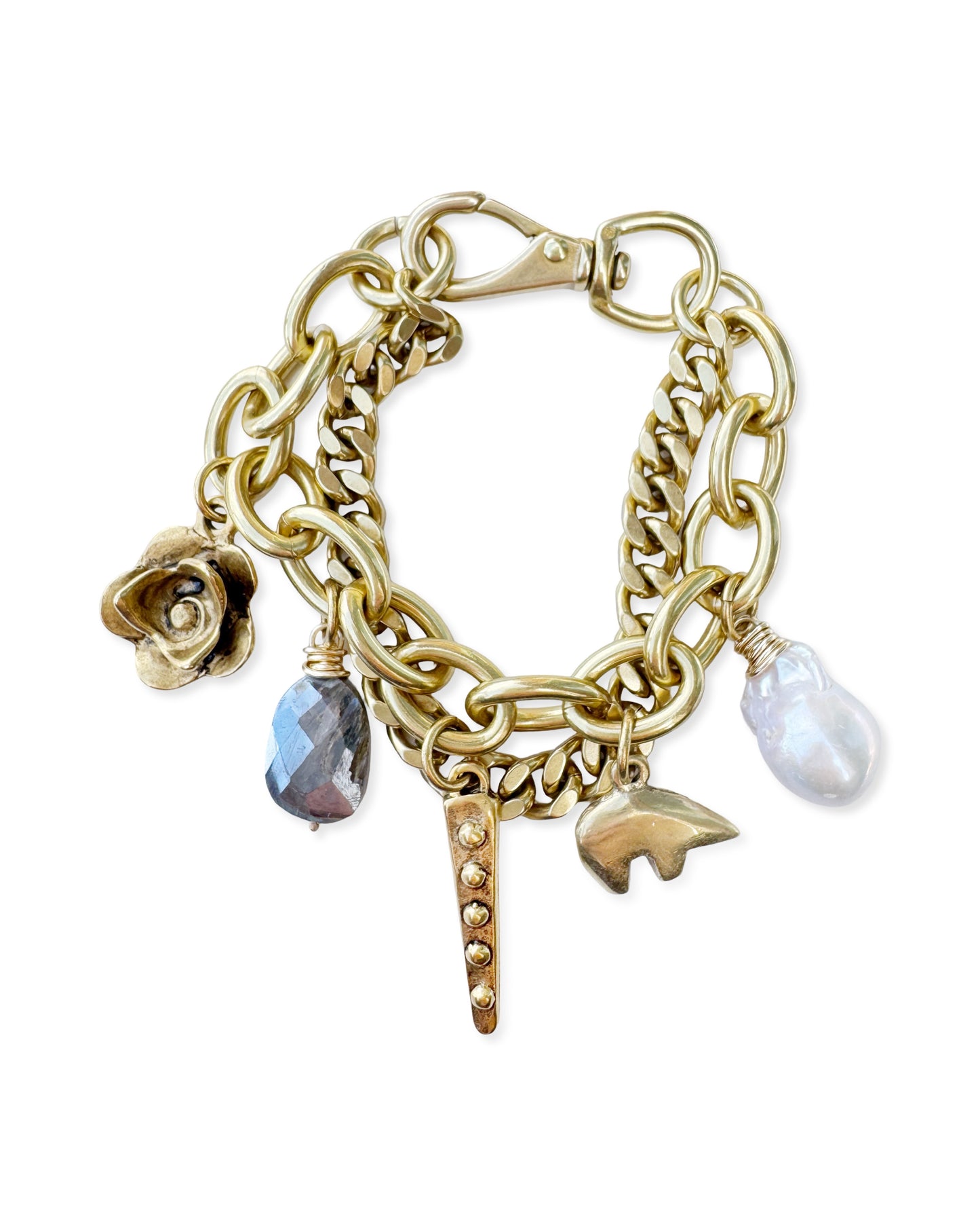 Chunky Brass Charm Bracelet