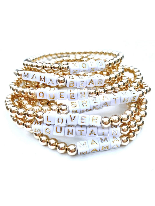 Word Gold Ball Bracelet- 14k gold-filled- Customizable